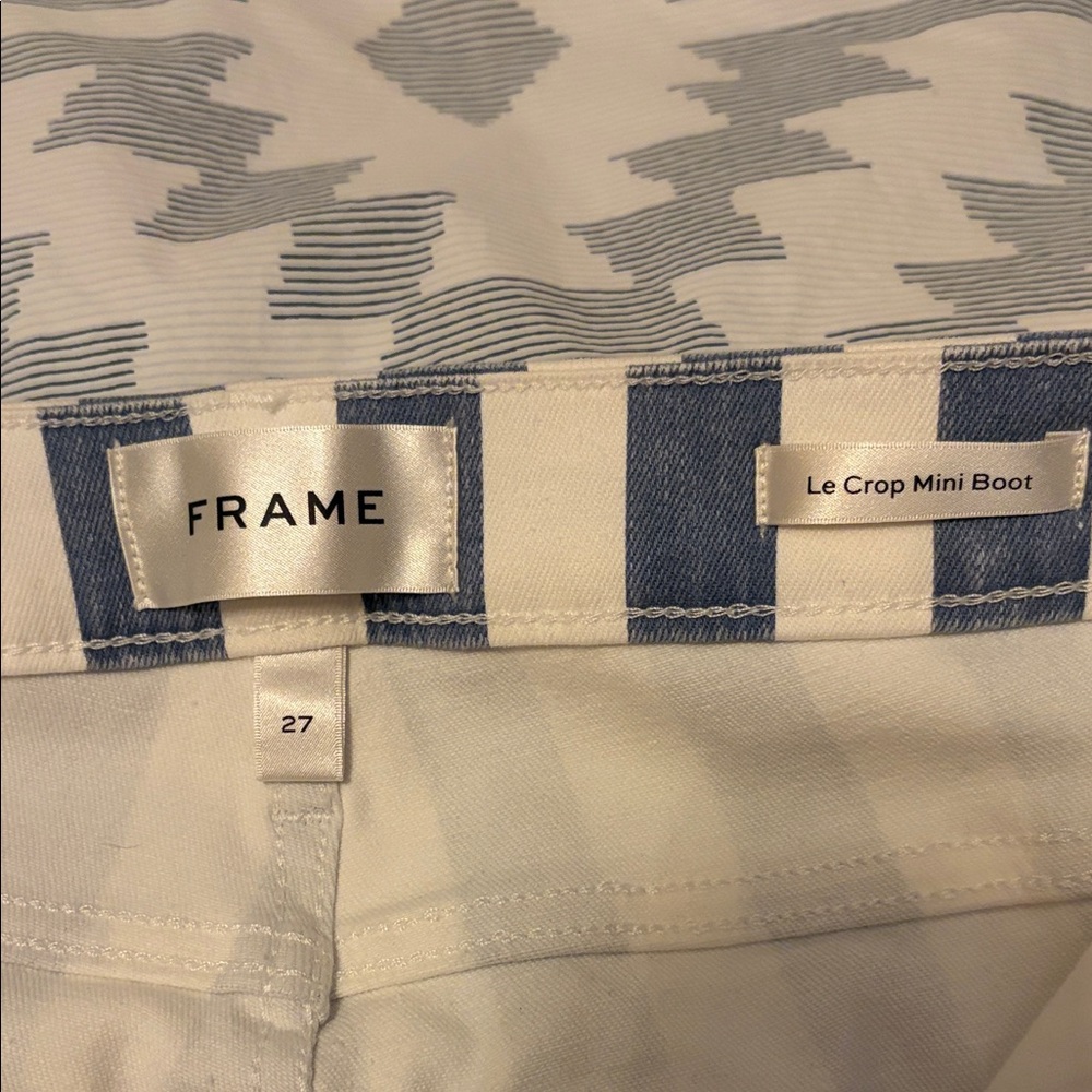 Frame Denim Le Crop Mini Boot Mid Rise Striped Raw Hem Cropped flare AdaptiveFit